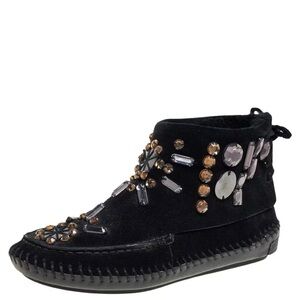 Tory Burch Zuzu Black Shearling Ankle Booties